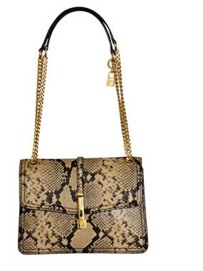 Guess Women's James Handbag Sage Python Convertible Crossbody Flap Python Print
